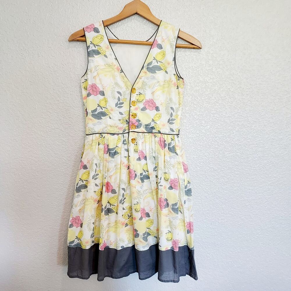 Nick and Mo Yellow Floral Sleeveless Dress Size 26/3